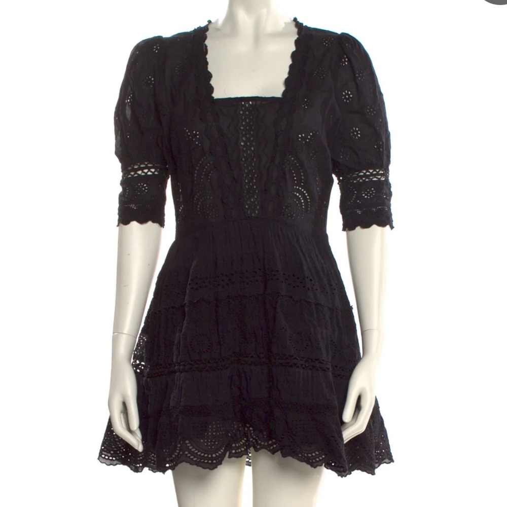 LoveShackFancy Square Neckline‎ Black Mini
Dress